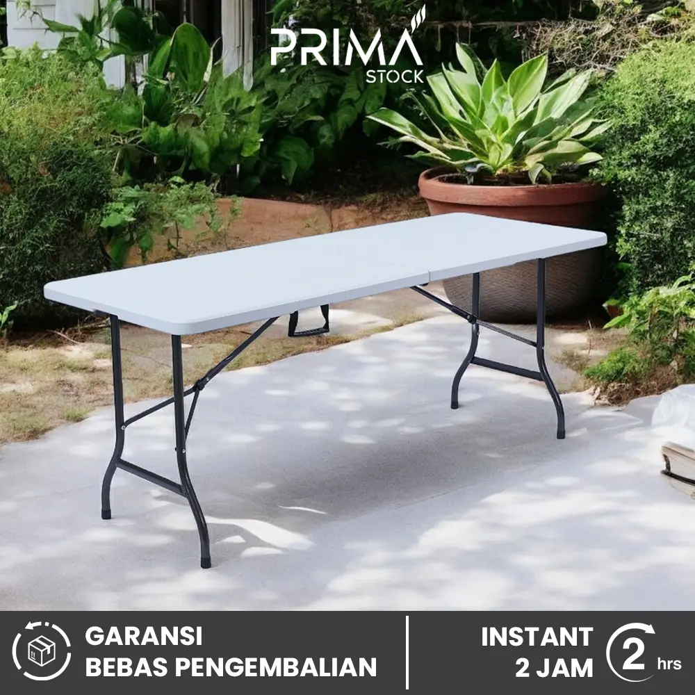 MEJA MAKAN LIPAT BAGI 2 FOLDING TABLE 180 X75 CM PORTABLE PIKNIK