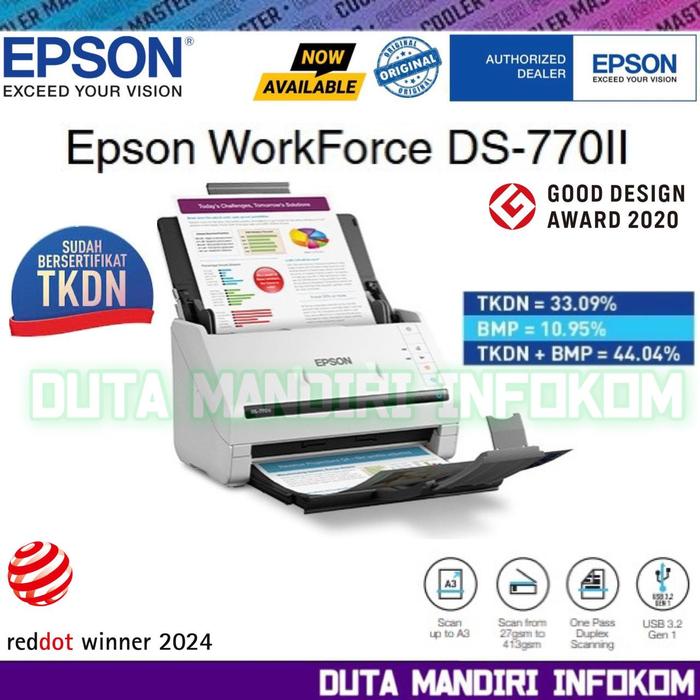 Gambar Epson WorkForce DS-770II - A4 F4 Legal ADF Duplex Sheet-fed Document Productivity Scanner I DS 770 II dari Duta Mandiri Infokom Kota Administrasi Jakarta Pusat Tokopedia