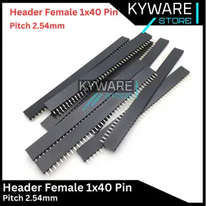 Header Female 40 Pin Straight Lurus Singel Row 1x40 Pitch 2.54mm Warna Hitam Black