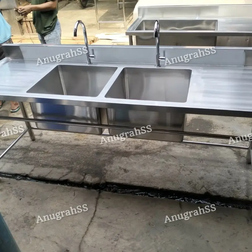 PO Custom Double Sink w/backsplash