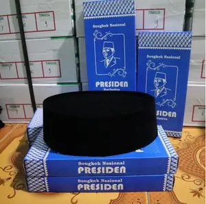 Peci Hitam Polos Tinggi 9 Bahan Bludru / peci songkok presiden