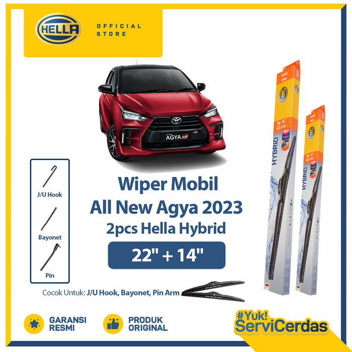 Gambar Wiper Mobil TOYOTA All New Agya 2023 22” + 14” (2pcs) - HELLA Hybrid dari Hella Indonesia Official Store Kota Administrasi Jakarta Pusat Tokopedia