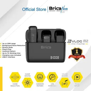 Brica B-VLOG M2 Dual Wireless Microphone - Clip On Mic Vlog - With Charging Case - BVLOG