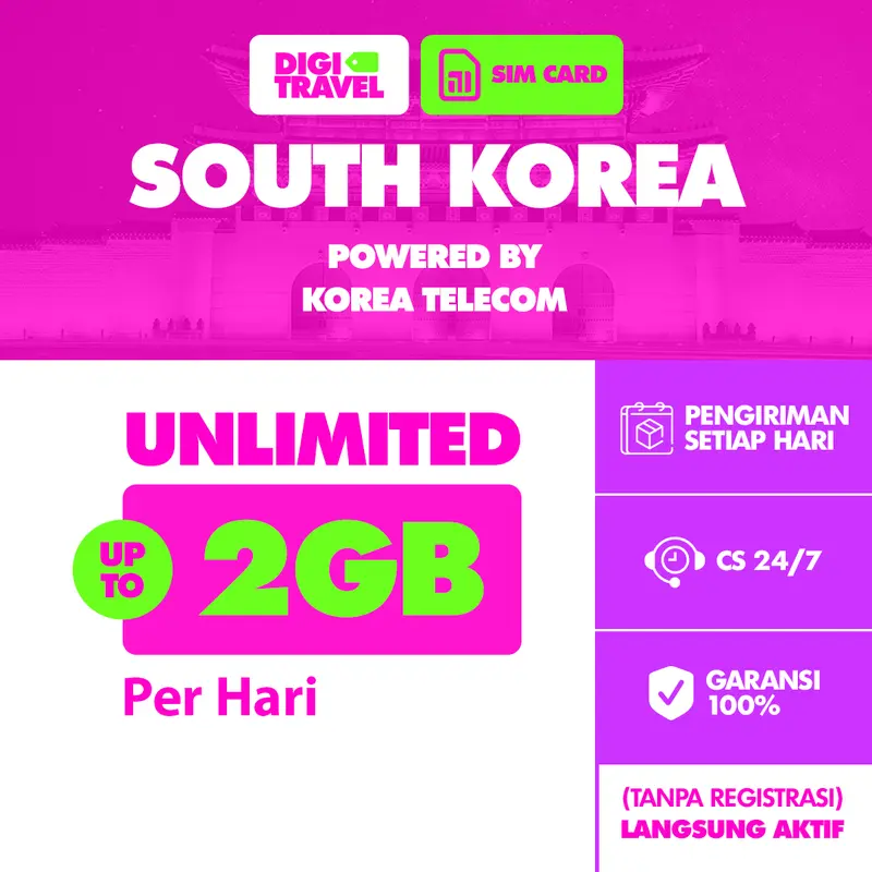 SIM Card Korea Selatan Unlimited Data Internet | Simcard Korea Selatan Unlimited Data | Sim Card Simcard South Korea | DIGITRAVEL Sim Card Korea Selatan Kuota 0