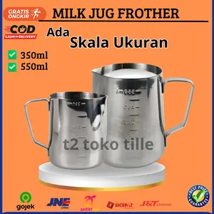 One Two Cups Gelas Milk Jug Kopi Espresso Latte Art Stainless Skala Ukuran