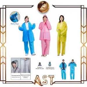 Jas Hujan Dewasa Celana + Baju 1 Pasang Eva Bahan Tebal Raincoat Korea