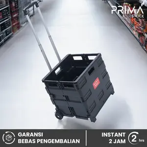 TROLI LIPAT BOX KOTAK PLASTIK DUDUK TROLLEY BELANJA GALON 45 L 25 KG