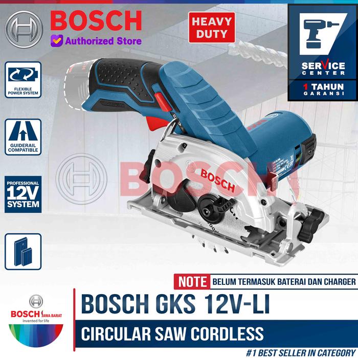 Gambar Bosch Circular Saw Cordless GKS 12V-LI 15MM 12V Mesin Potong Unit Only dari Bosch Tools Authorized BTS Kota Bogor Tokopedia