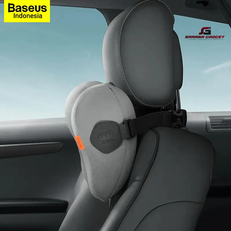 Baseus Car Headrest Pillow ComfortRide Series Gray Bantal Penyangga Leher Kursi Jok Mobil Cushion Cushioning Head Rest