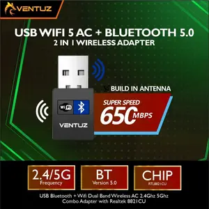 VENTUZ USB Wifi 5 AC + Bluetooth 5.0 2IN1 Wireless Adapter