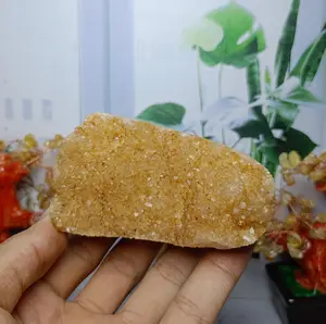 Small Cute Citrine Geode Cluster Reiki Healing (3) Asli batu alam