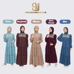 HAW4 Gamis lebaran anak remaja tanggung ceruti babydoll mix brukat dan renda