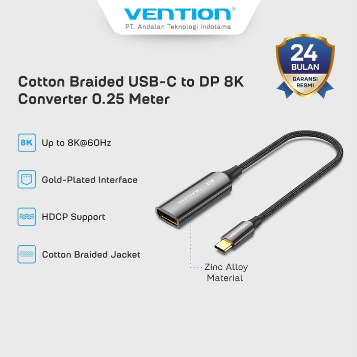 Gambar Vention Kabel Converter USB C To DP Display Port 8K Ultar HD - CRG dari Vention By Andalan Kota Administrasi Jakarta Utara Tokopedia
