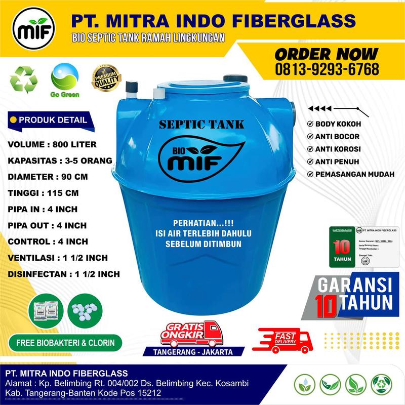 septic tank 800 liter, bio tank, bio taff, bio tech, bio fil, bio mif ...