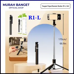 Tongsis Bluetooth 3in1 R1-L Tongsis Tripod Remote Shutter Bluetooth 170CM Selfie Stick 360 Derajat
