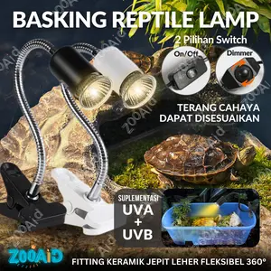 Fitting Lampu UVA UVB Jepit Dimmer Reptile Reptil Fiting Keramik UV Pemanas Penghangat Sulcata Kura Air