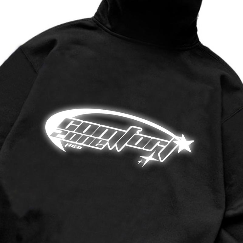 JICO - Sweater Hoodie Boxy Menyala Unisex Oversize Sablon Reflective Silver Comfort Zone 1
