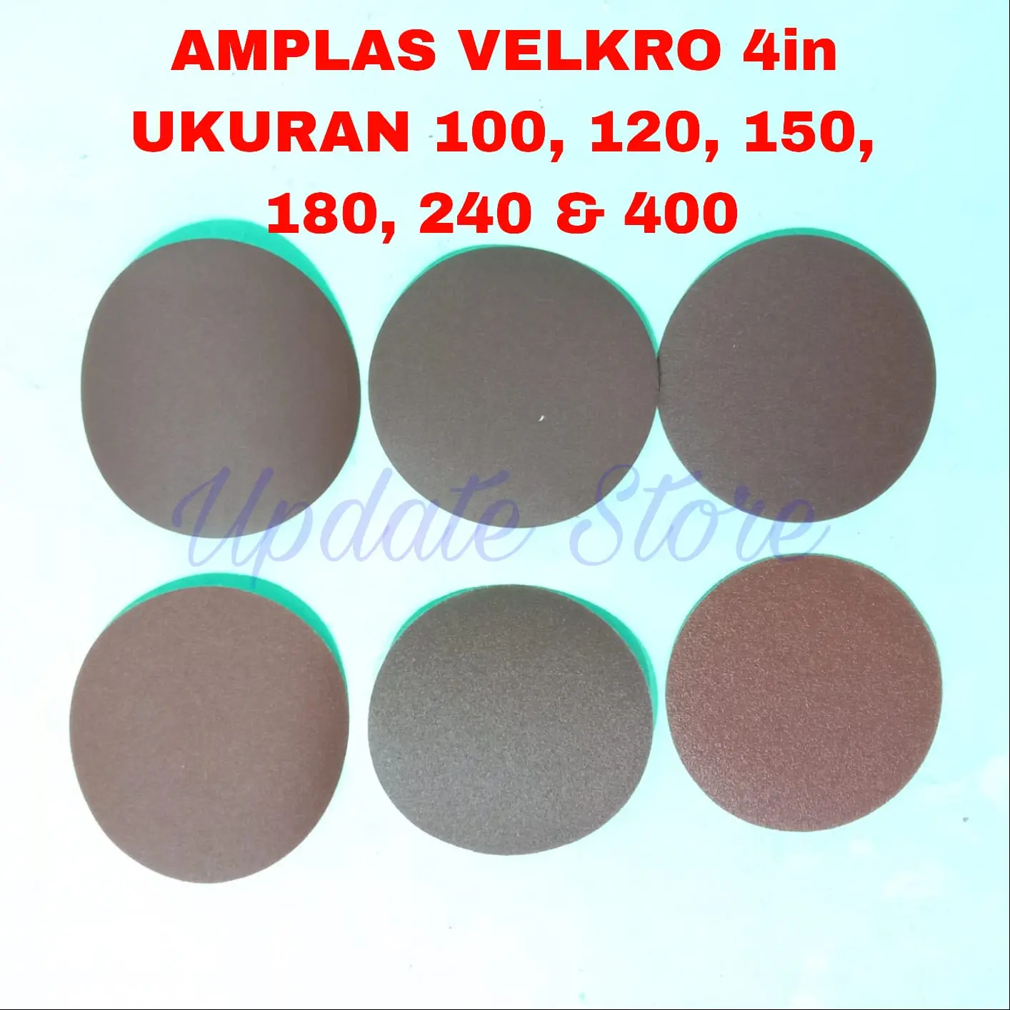 Amplas Velkro 4in Ukuran 100, 120, 150, 180, 240 & 400