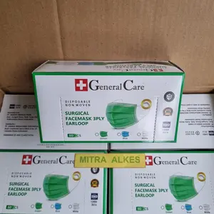 Masker Karet Medis 3 Ply General Care. Surgical Facemask 3Ply Earloop GC. Face Mask Ear Loop GC.