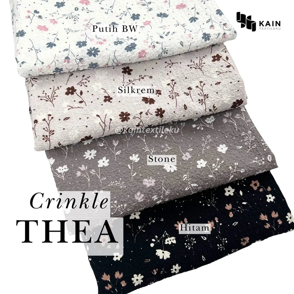 Bahan Kain Crinkle Cringkel Kringkel Motif Thea per 0,5 meter