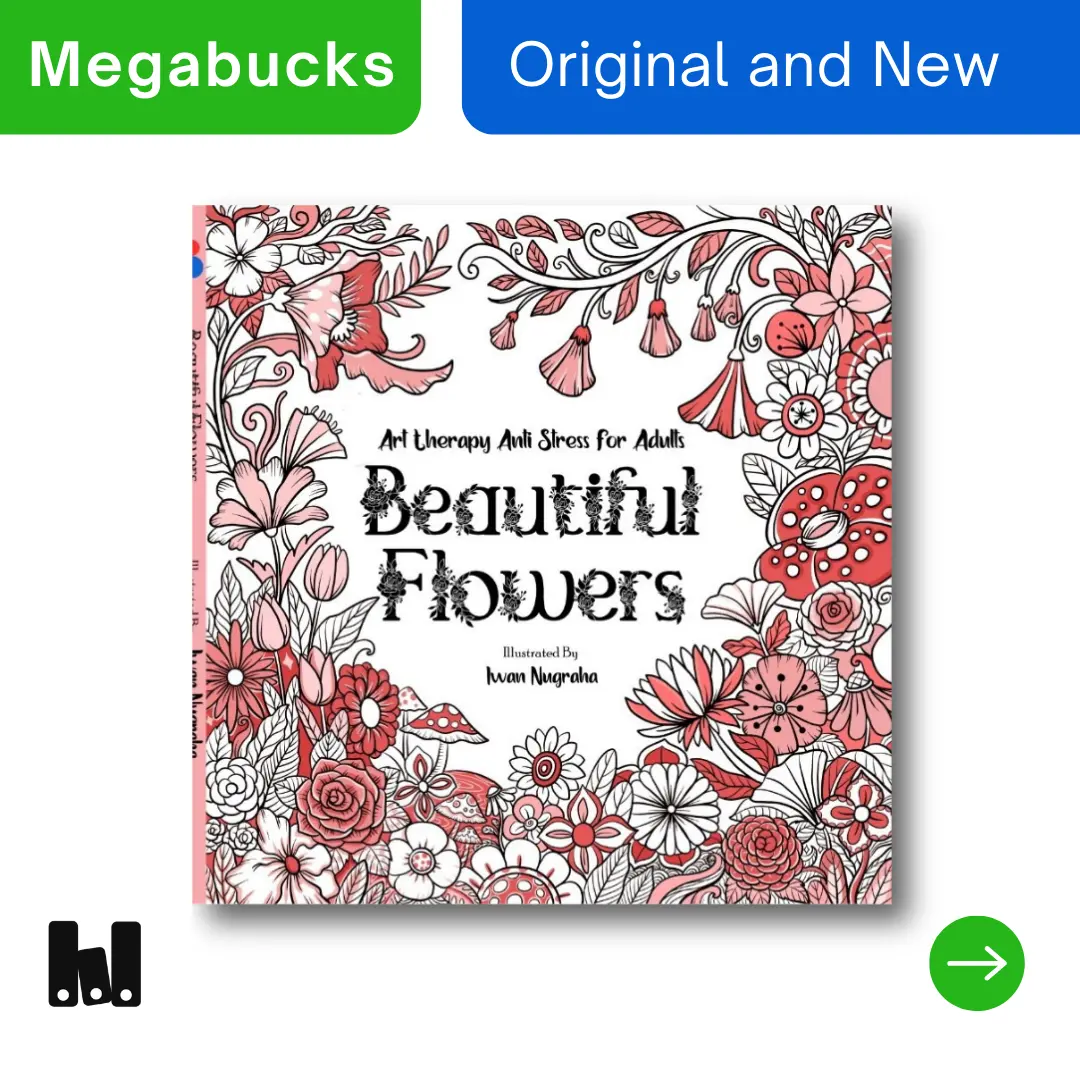 (MT Books) Adult Coloring Book Beautiful Flowers Art Therapy Buku Mewarnai Dewasa