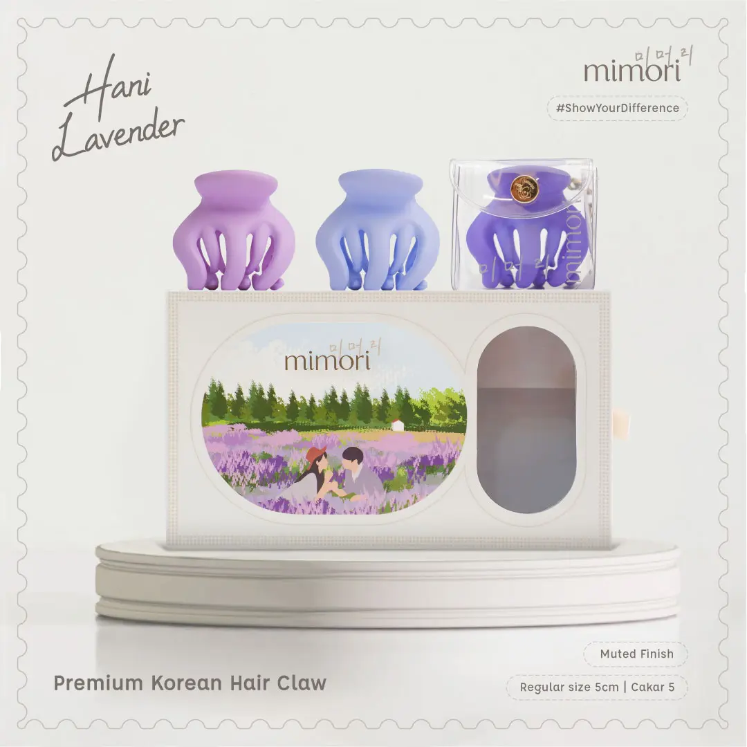Mimori Premium Korean Hair Claw - Hani Lavender (Muted) Isi 3