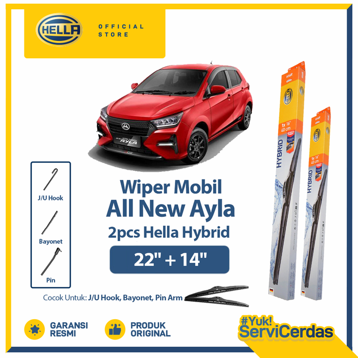 Gambar Wiper Mobil DAIHATSU All new Ayla 22" + 14" (2pcs) - HELLA Hybrid dari Hella Indonesia Official Store Kota Administrasi Jakarta Pusat Tokopedia