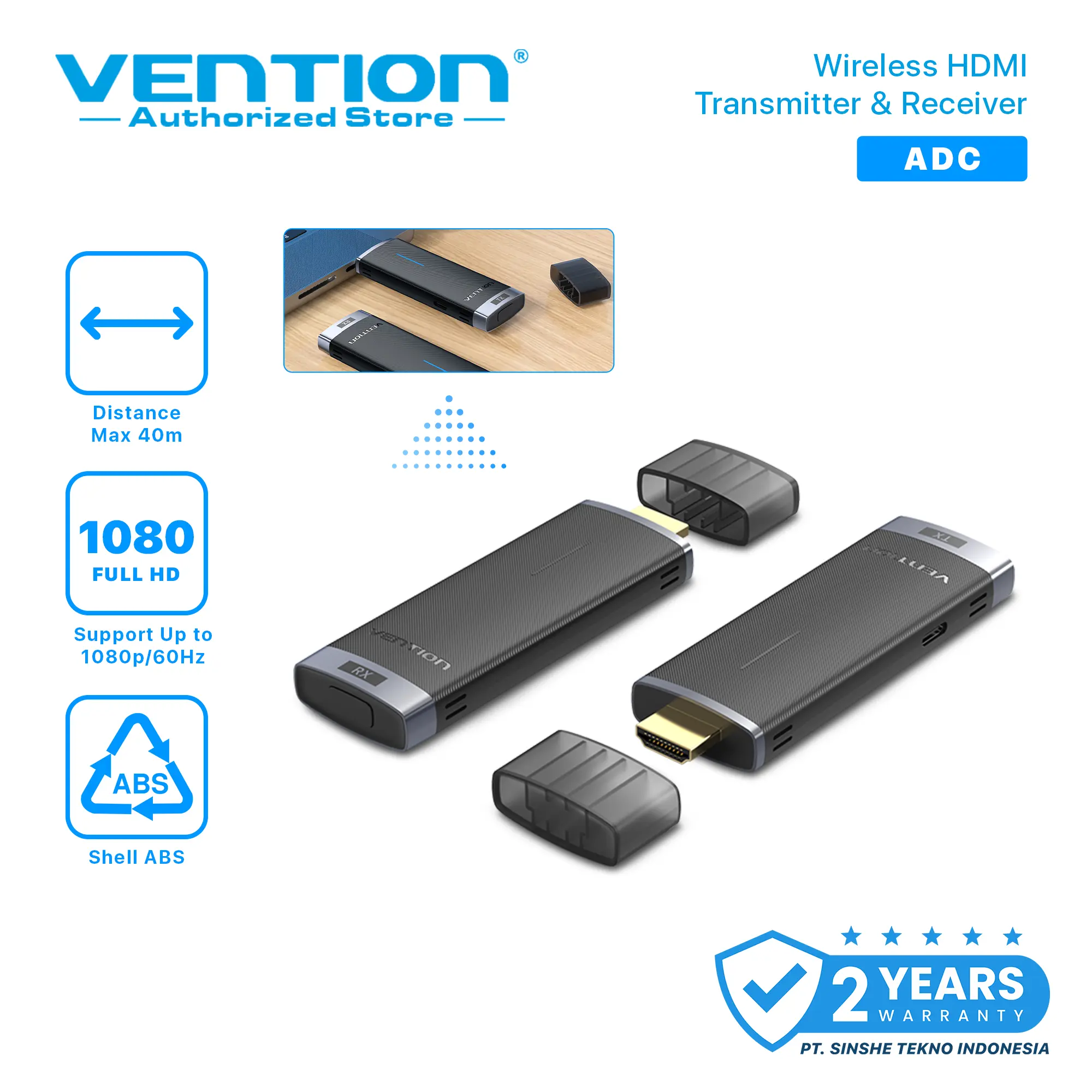 Vention Wireless HDMI Dongle Video Transmitter Receiver Display TV HD