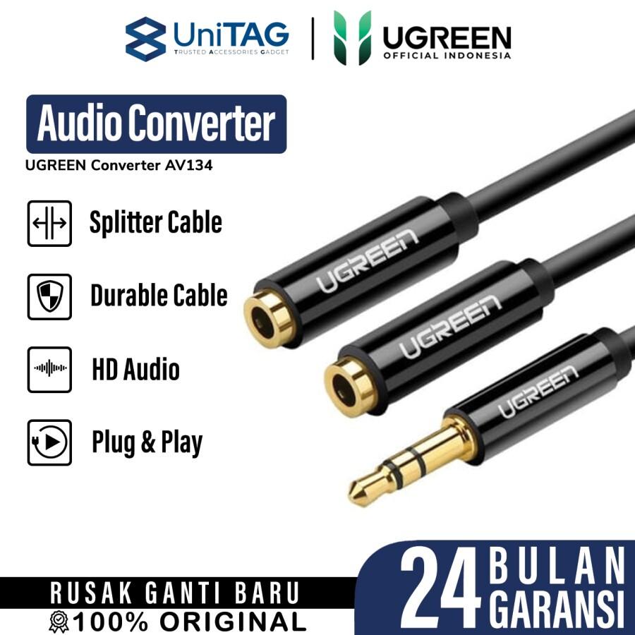 Cable Audio Splitter UGREEN Dual Jack Audio 3.5mm Earphone Converter