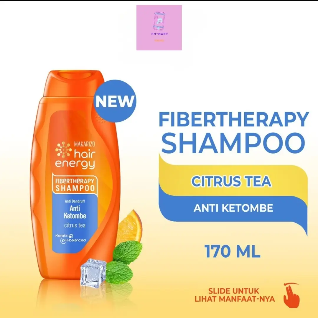 MAKARIZO Hair Energy Fibertheraphy Shampoo Anti Dandruff Citrus Tea 170ml Ketombe Extract Perawatan Haircare Rontok Melembutkan Conditioner Membersihkan Berminyak