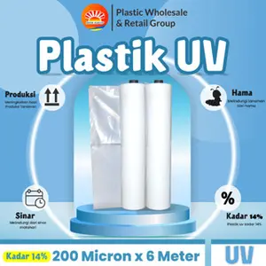 Plastik UV Green house Tebal 200 Mikron 14%  Lebar 6 Meter