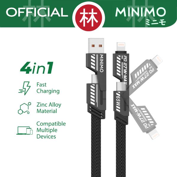 Gambar Minimo DSF01 Kabel Data Cable USB 4 in 1 Fast Charging USB C to C Iphone Lightning PD 27W Max 65W dari Liem Group Kota Administrasi Jakarta Barat Tokopedia