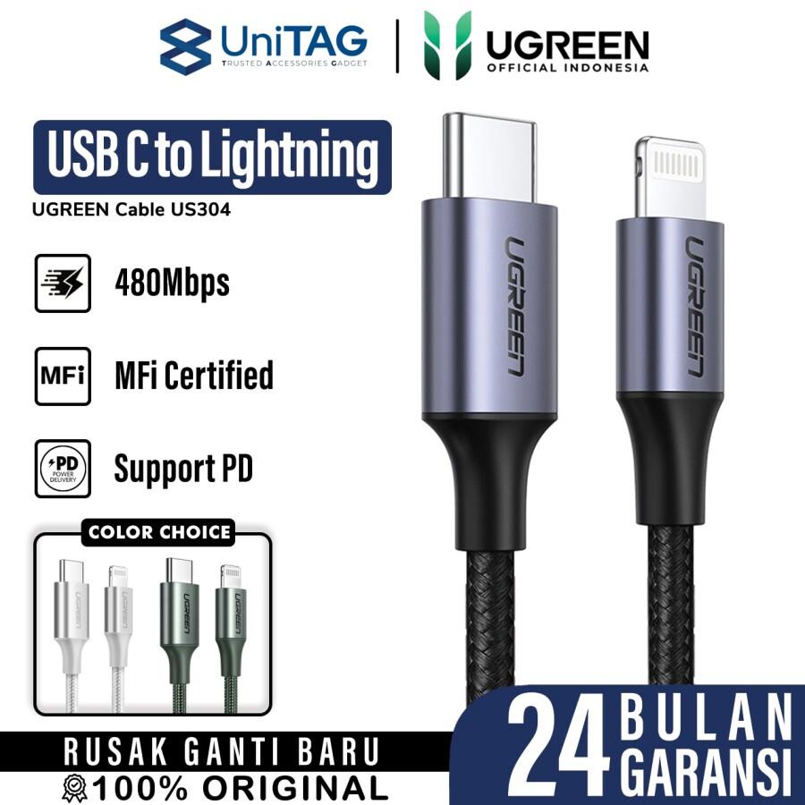 UGREEN Kabel Charger Lightning - USB C 3A 60W Braided 2m - Black US304 60761