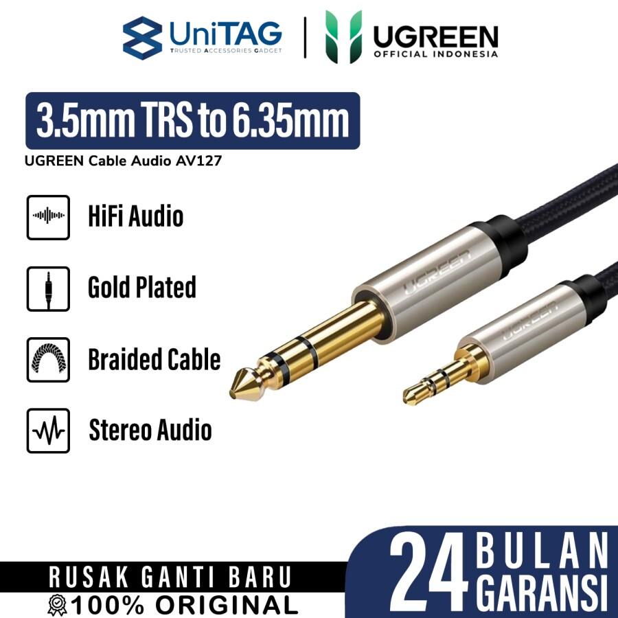 UGREEN Audio Cable Jack 3.5mm Male to Audio Jack 6.35mm Male 1m - Gray AV127 10625-1