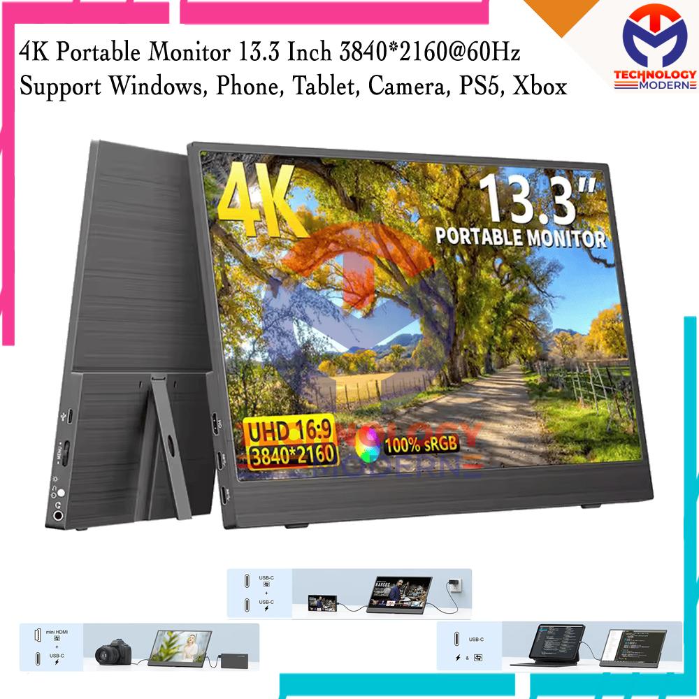 4K Portabel Monitor 13.3 Inch 3840*216060Hz Support For Windows Mac Phone Xbox PS5 Tab