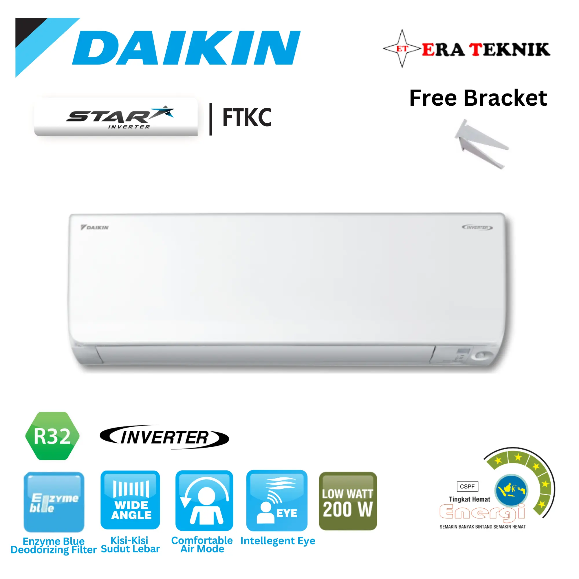 Ac Daikin FTKC25TVM Ac Split 1PK Star Inverter New