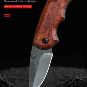 KNIFEZER ED5044 Pisau Mini Survival Motif Kayu