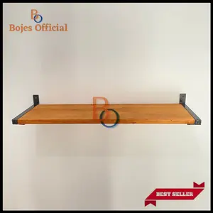 RAK DINDING BESI AMBALAN KAYU / rak gantung tempel dinding melayang rak multifungsi lebar15cm dan 20cm