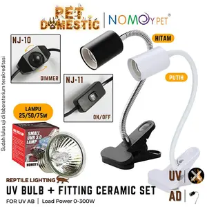 PAKET FITTING KERAMIK JEPIT DIMMER + LAMPU UVA UVB PENGHANGAT PEMANAS REPTIL REPTILE SULCATA KURA IGUANA