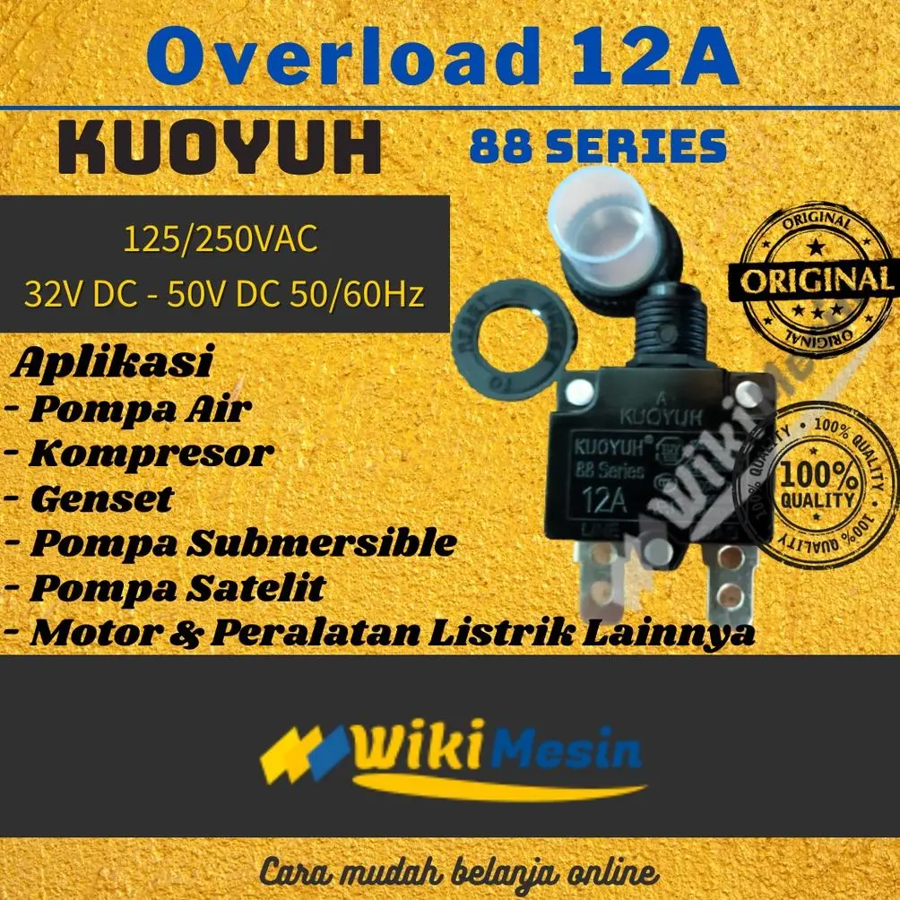Overload Pompa Satelit 12A Kuoyuh 88 Series Thermal Protector Relay 32V DC 50V DC