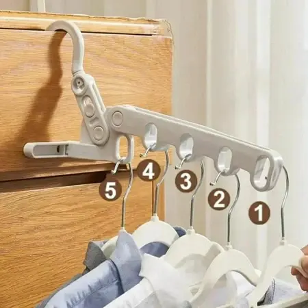 Gantungan Baju Portable 5in1 Hanger Pakaian Travel Bisa Dilipat Praktis