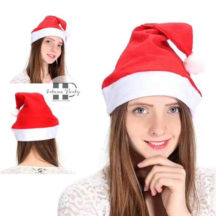 Gambar Topi natal polos / topi santa claus chirstmas dari Istanaparty Kota Administrasi Jakarta Barat Tokopedia