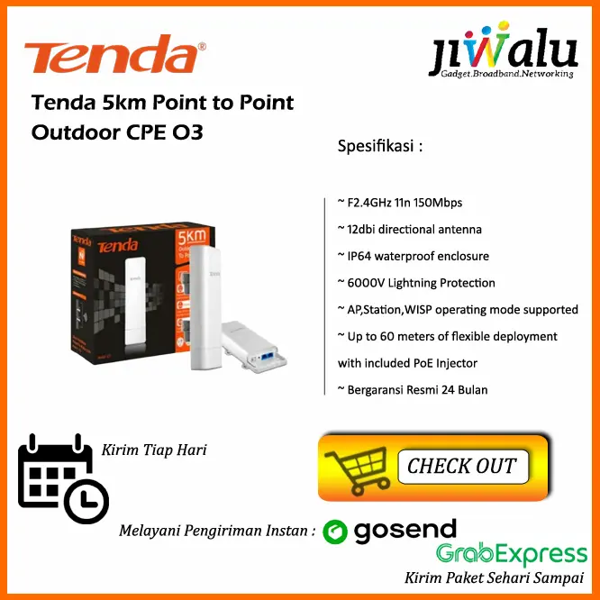 Tenda O3 5KM WISP CPE Outdoor Point To Point Wireless Network Repeater