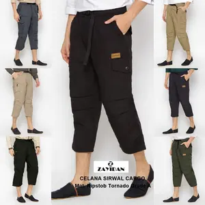 Celana Sirwal Cargo Pria Muslim Zayidan - Hijau Olive