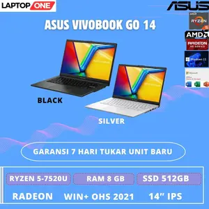 ASUS VIVOBOOK GO 14 E1404FA RYZEN 5 7520 8GB 512GB W11+OHS 14.0FHD IPS BLK - SLV