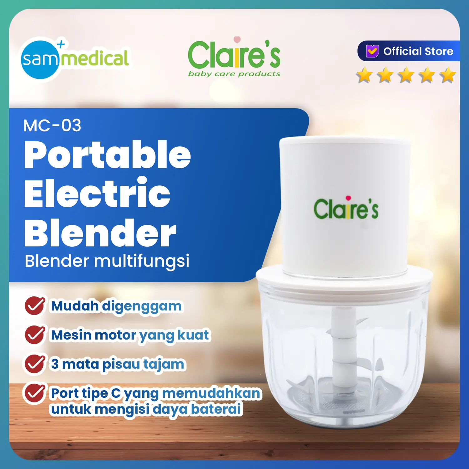Claire's 2 IN 1 Food Processor MC-03 / Baby Food processor / Penghalus Makanan MPASI Bayi / Blender Makanan Bayi