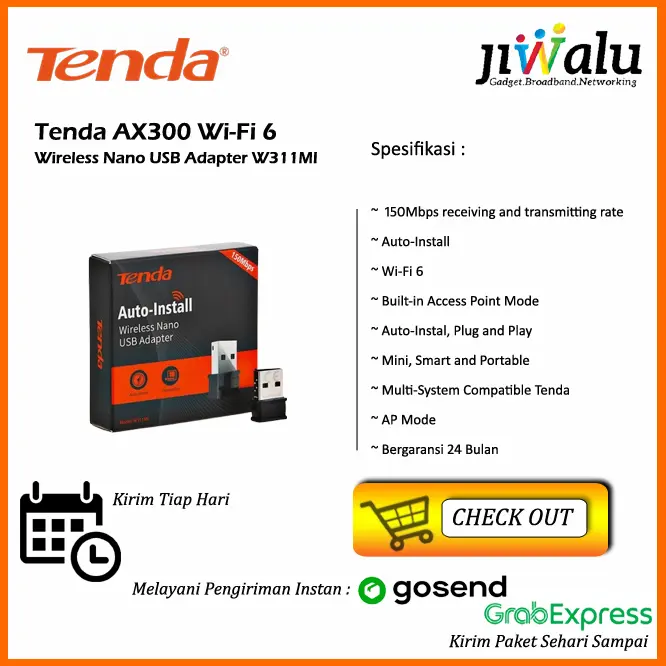 TENDA W311MI NANO RECEIVER USB Wifi Dongle Adapter MINI Penerima Wifi