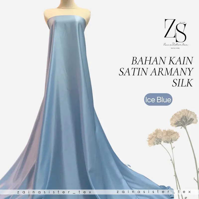 1/2 Meter Kain Satin Armany Silk Silky - saten bridesmaid - Ice Blue bahan baju 0