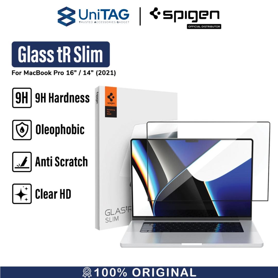 Spigen MacBook Pro 14" M4 (2024) / M3 (2023) / M2 (2023) / M1 (2021) Tempered Glass Full Cover GlastR Slim (1Pack) - Black AGL04234