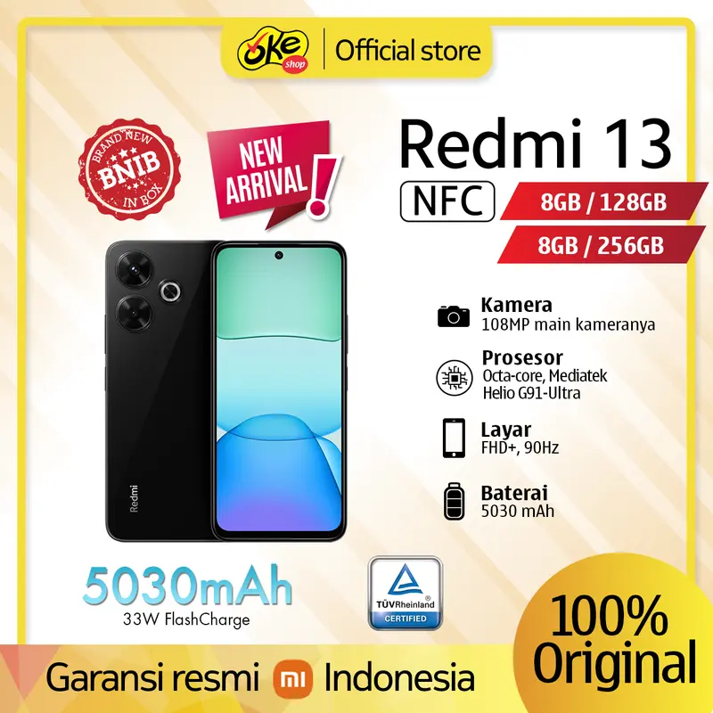 Xiaomi Redmi 13 4G 8/256 GB 8/128 GB NFC Garansi Resmi not Redmi note 13 3